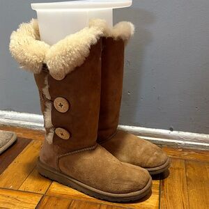 UGG Brown Suede Boots with Fur Lining